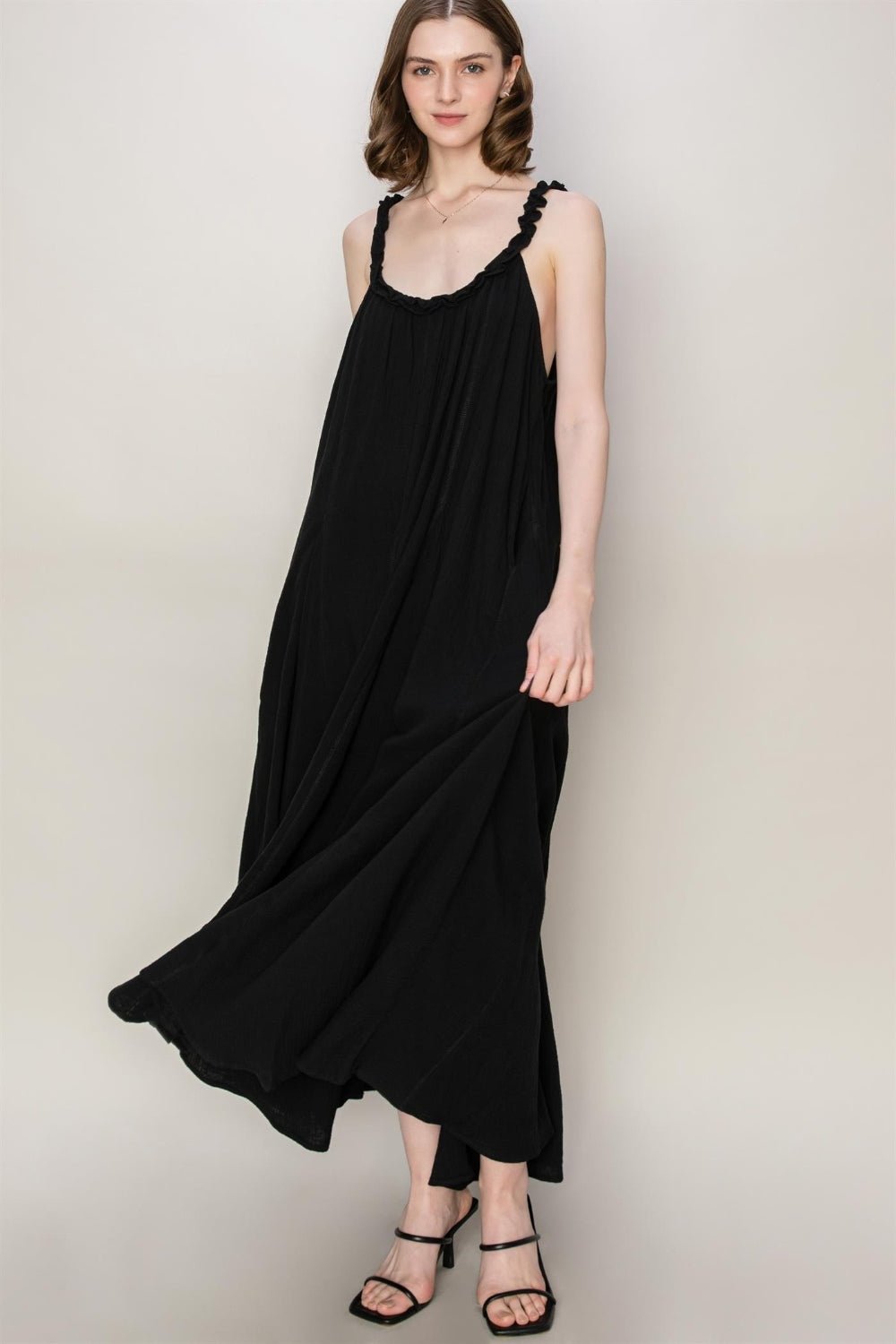 HYFVE Frill Sleeveless A - Line Maxi Dress - Maxi Dress - Black - Bella Bourget