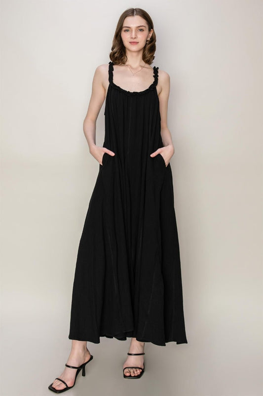 HYFVE Frill Sleeveless A - Line Maxi Dress - Maxi Dress - Black - Bella Bourget