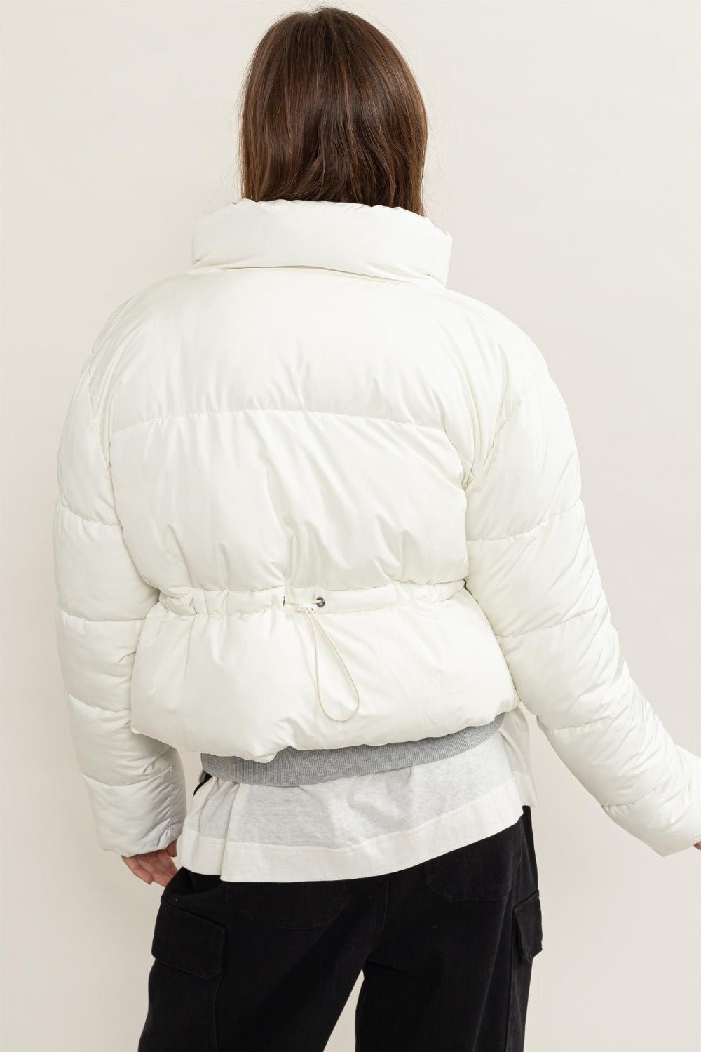 HYFVE Quilted Back Drawstring Puffer Jacket - Jacket - Cream - Bella Bourget