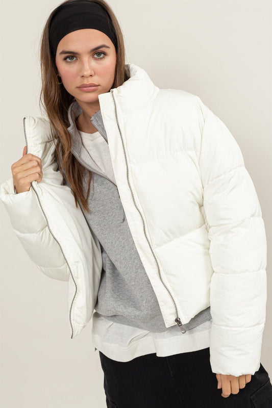 HYFVE Quilted Back Drawstring Puffer Jacket - Jacket - Cream - Bella Bourget