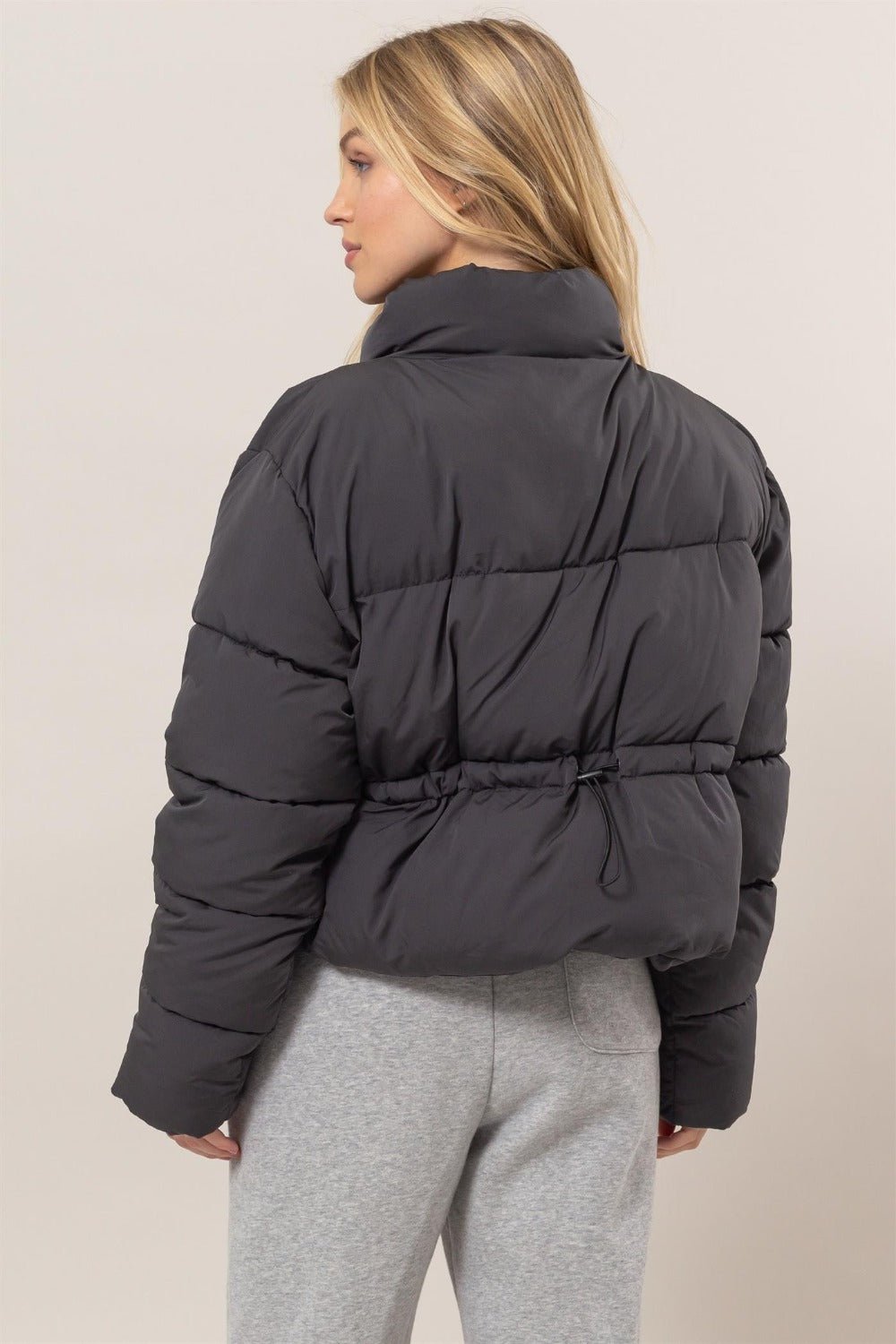 HYFVE Quilted Back Drawstring Puffer Jacket - Jacket - Black - Bella Bourget