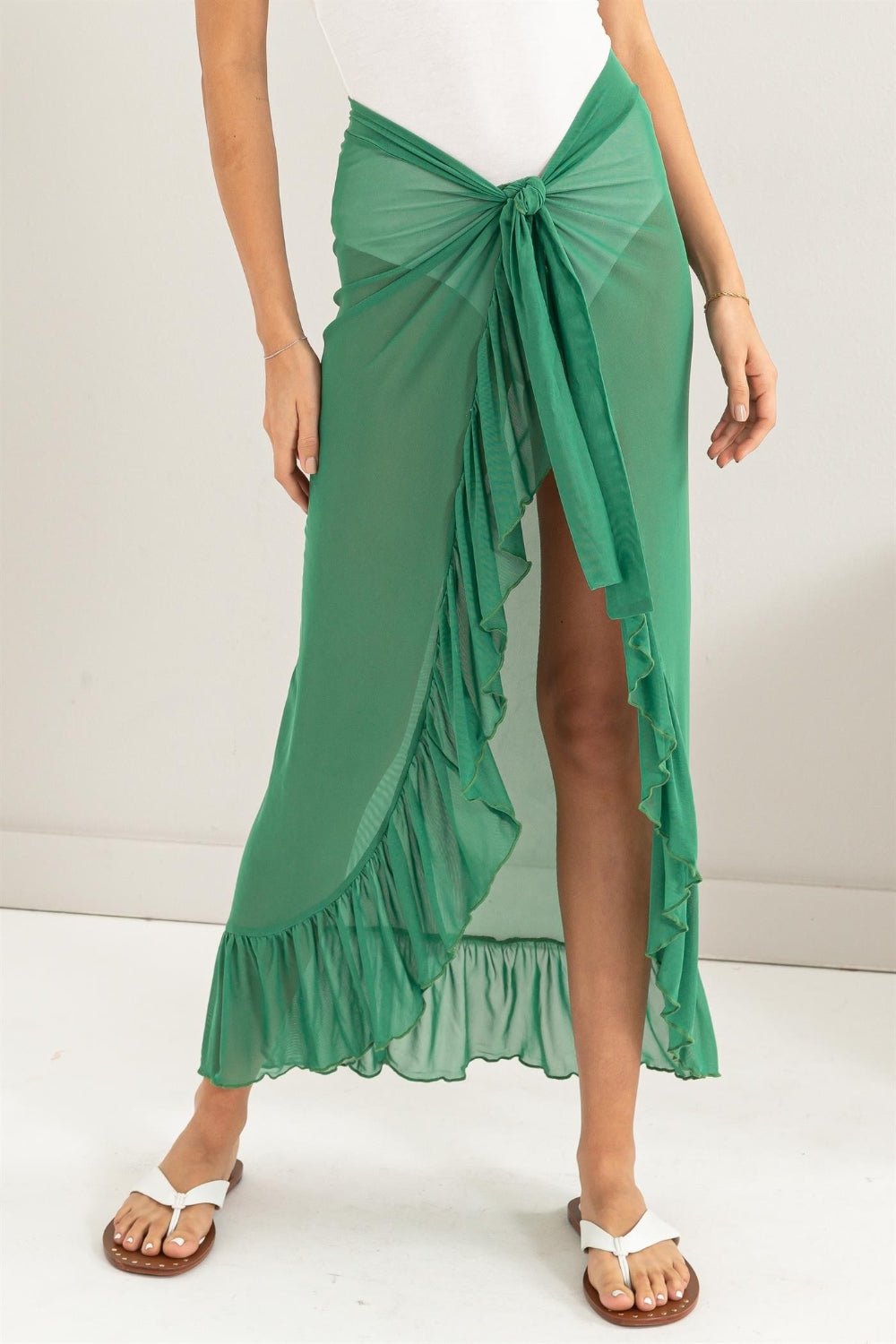 HYFVE Ruffle Trim Cover Up Sarong Skirt - Cover - Up - Green - Bella Bourget