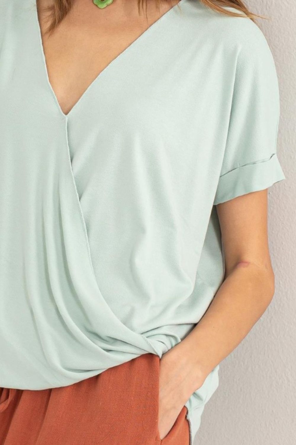 HYFVE Short Sleeve Surplice Top - Top - Mint - Bella Bourget