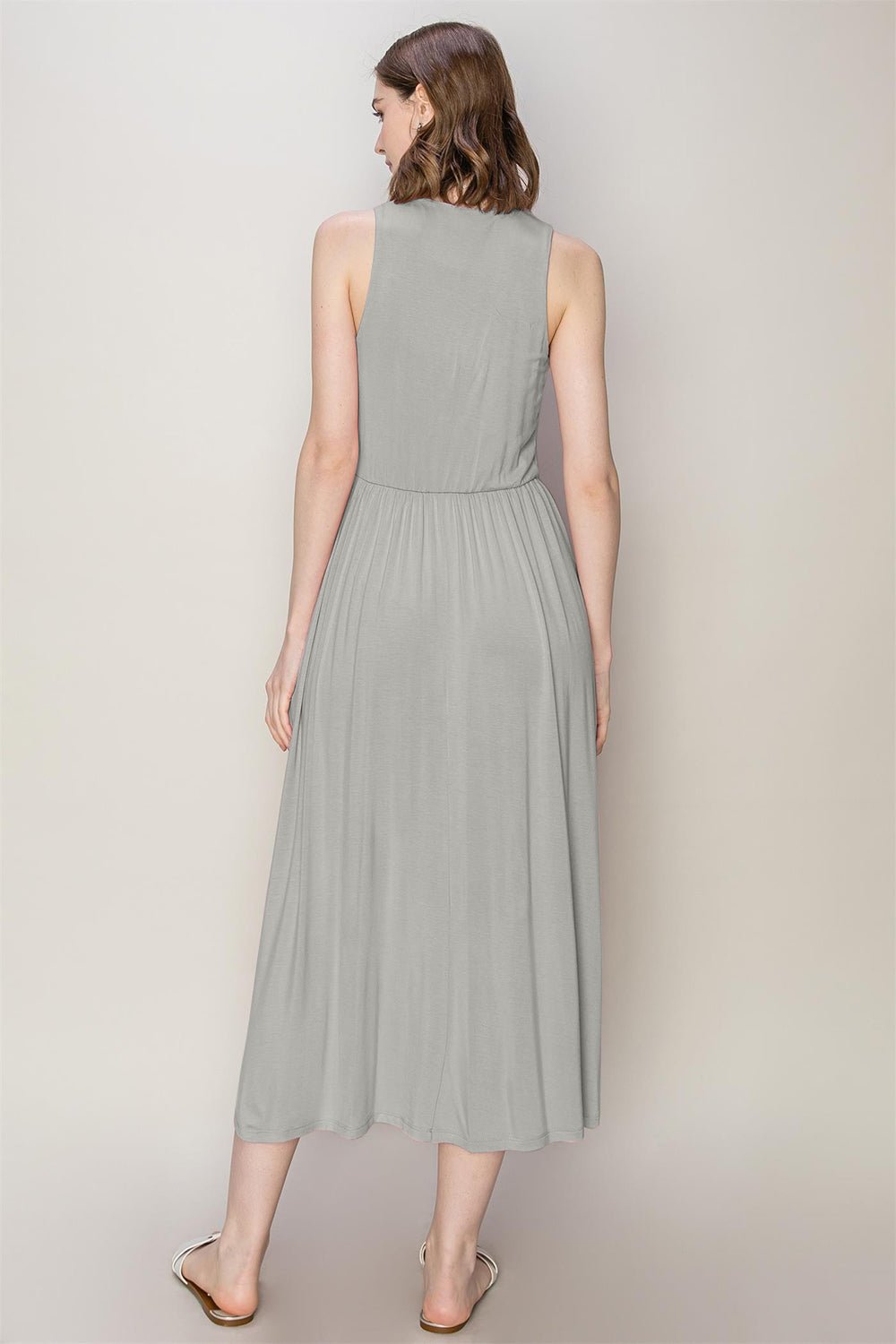 HYFVE Sleeveless Slit Midi Dress - Day Dress - Gray - Bella Bourget