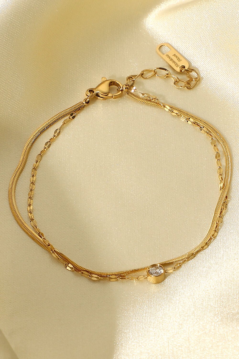 Icing on the Cake Rhinestone Double - Layered Bracelet - Bracelets - Gold - Bella Bourget