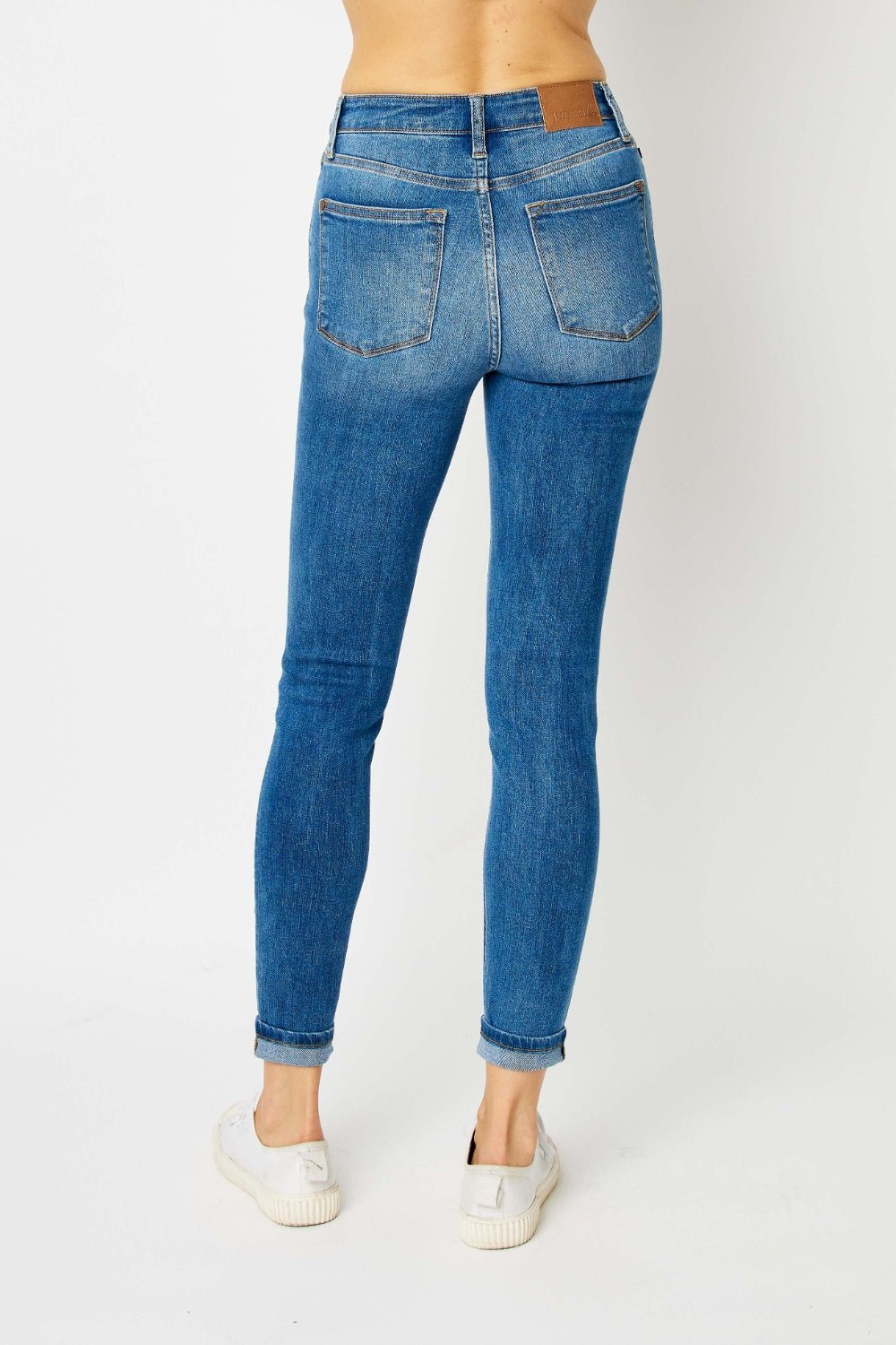 Judy Blue Full Size Cuffed Hem Skinny Jeans - jeans - Medium - Bella Bourget