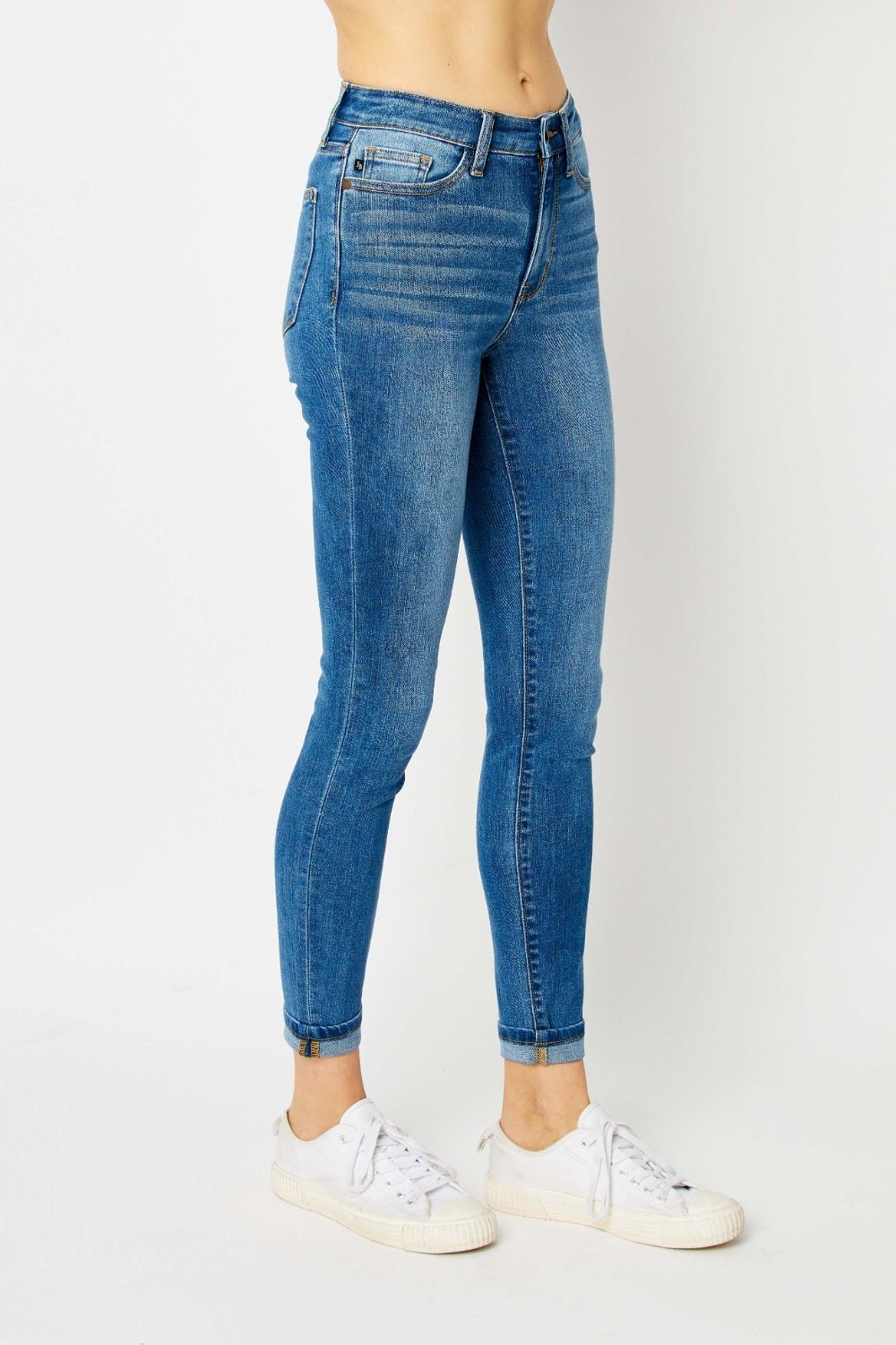 Judy Blue Full Size Cuffed Hem Skinny Jeans - jeans - Medium - Bella Bourget