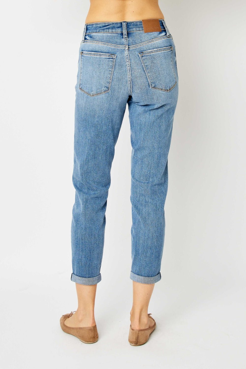 Judy Blue Full Size Cuffed Hem Slim Jeans - jeans - Medium - Bella Bourget