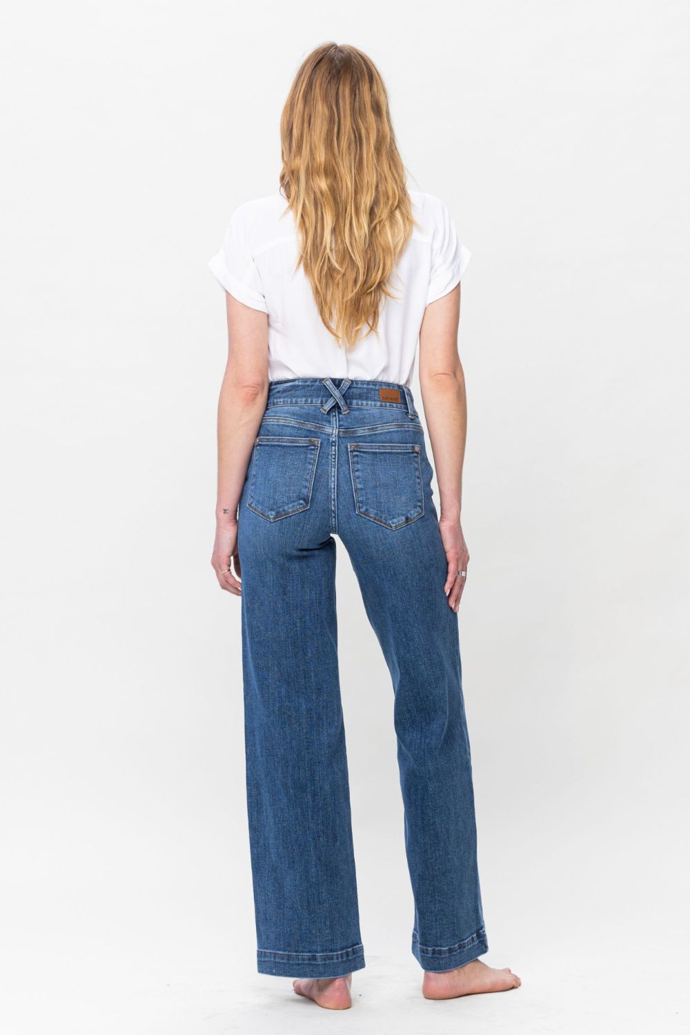 Judy Blue Full Size Double Button Wide Leg Jeans - Jeans - Medium - Bella Bourget