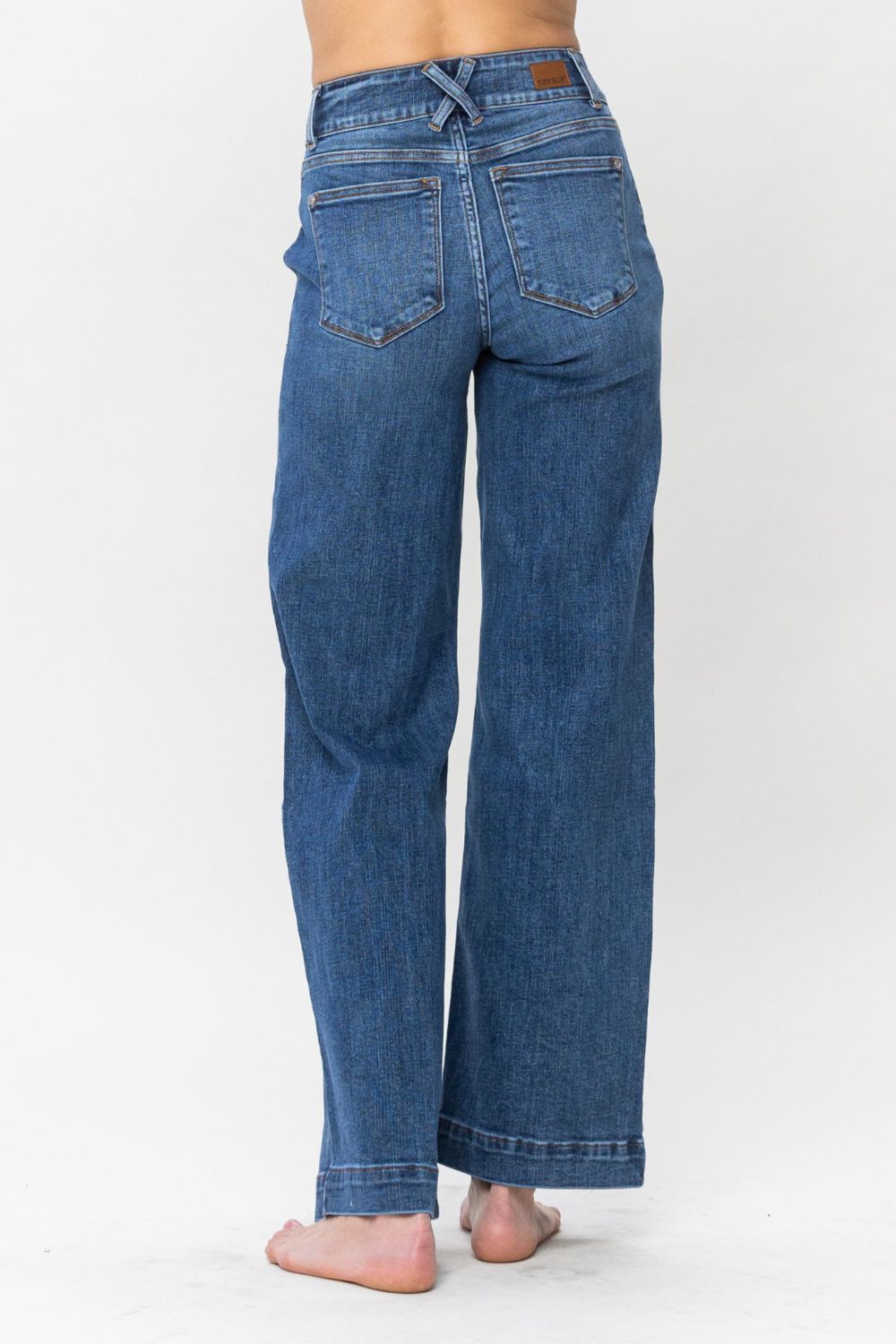 Judy Blue Full Size Double Button Wide Leg Jeans - Jeans - Medium - Bella Bourget