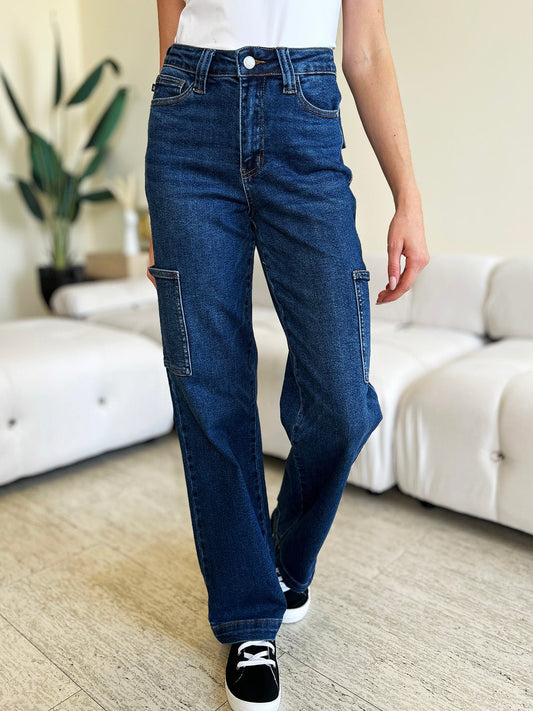 Judy Blue Full Size High Waist Cargo Jeans - Jeans - Dark - Bella Bourget