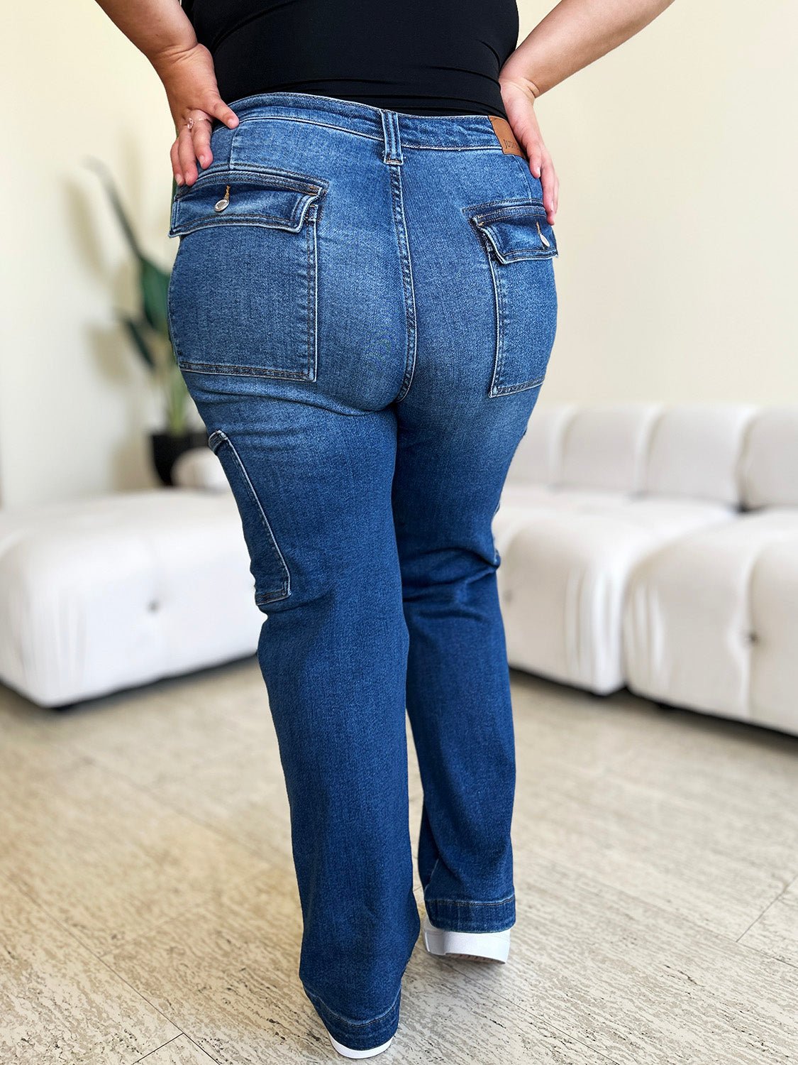 Judy Blue Full Size High Waist Cargo Jeans - Jeans - Dark - Bella Bourget