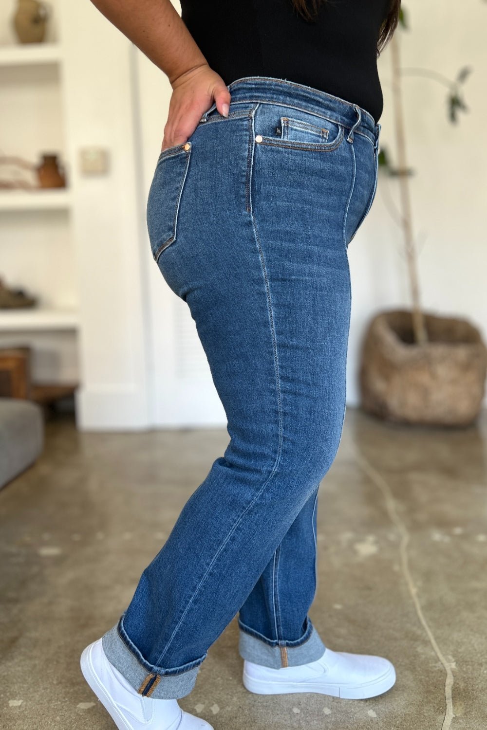 Judy Blue Full Size High Waist Front Seam Detail Straight Jeans - Jeans - Medium - Bella Bourget