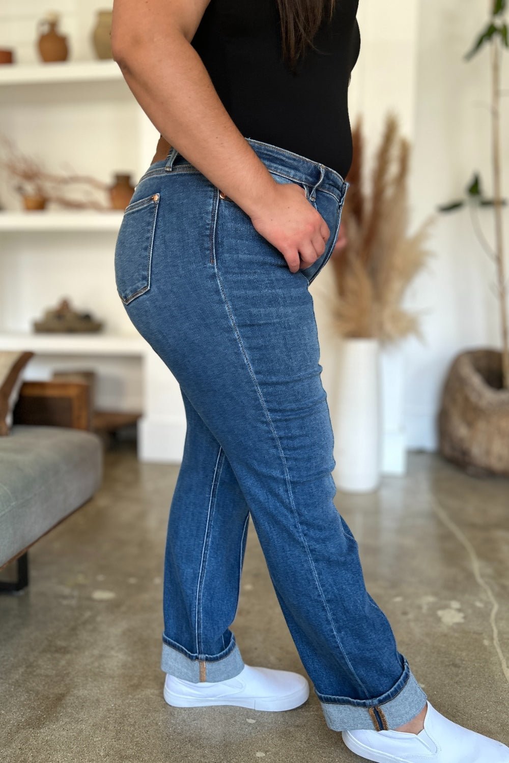 Judy Blue Full Size High Waist Front Seam Detail Straight Jeans - Jeans - Medium - Bella Bourget