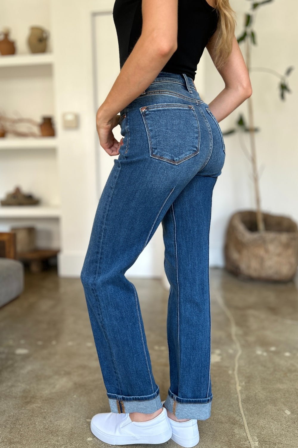 Judy Blue Full Size High Waist Front Seam Detail Straight Jeans - Jeans - Medium - Bella Bourget