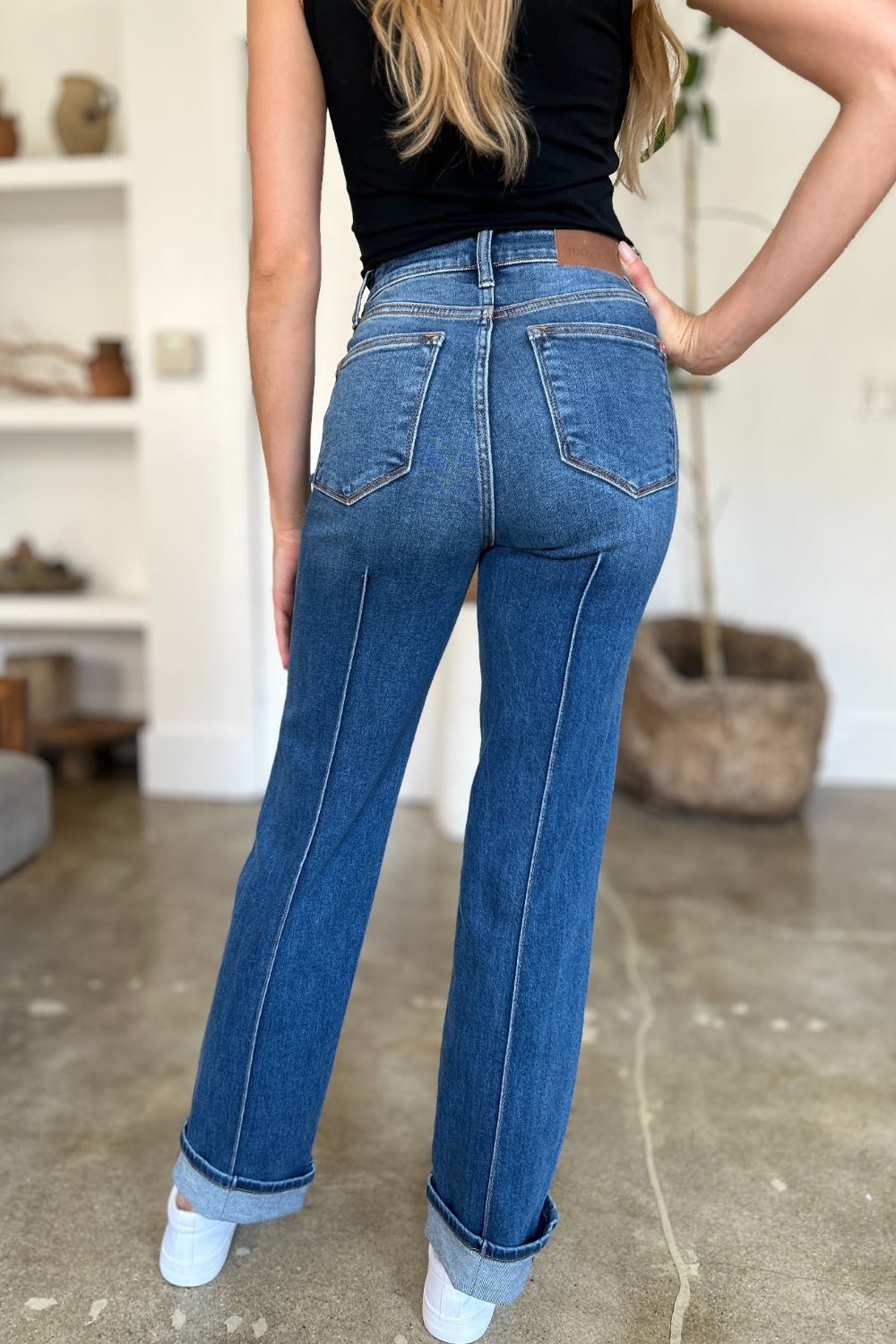 Judy Blue Full Size High Waist Front Seam Detail Straight Jeans - Jeans - Medium - Bella Bourget