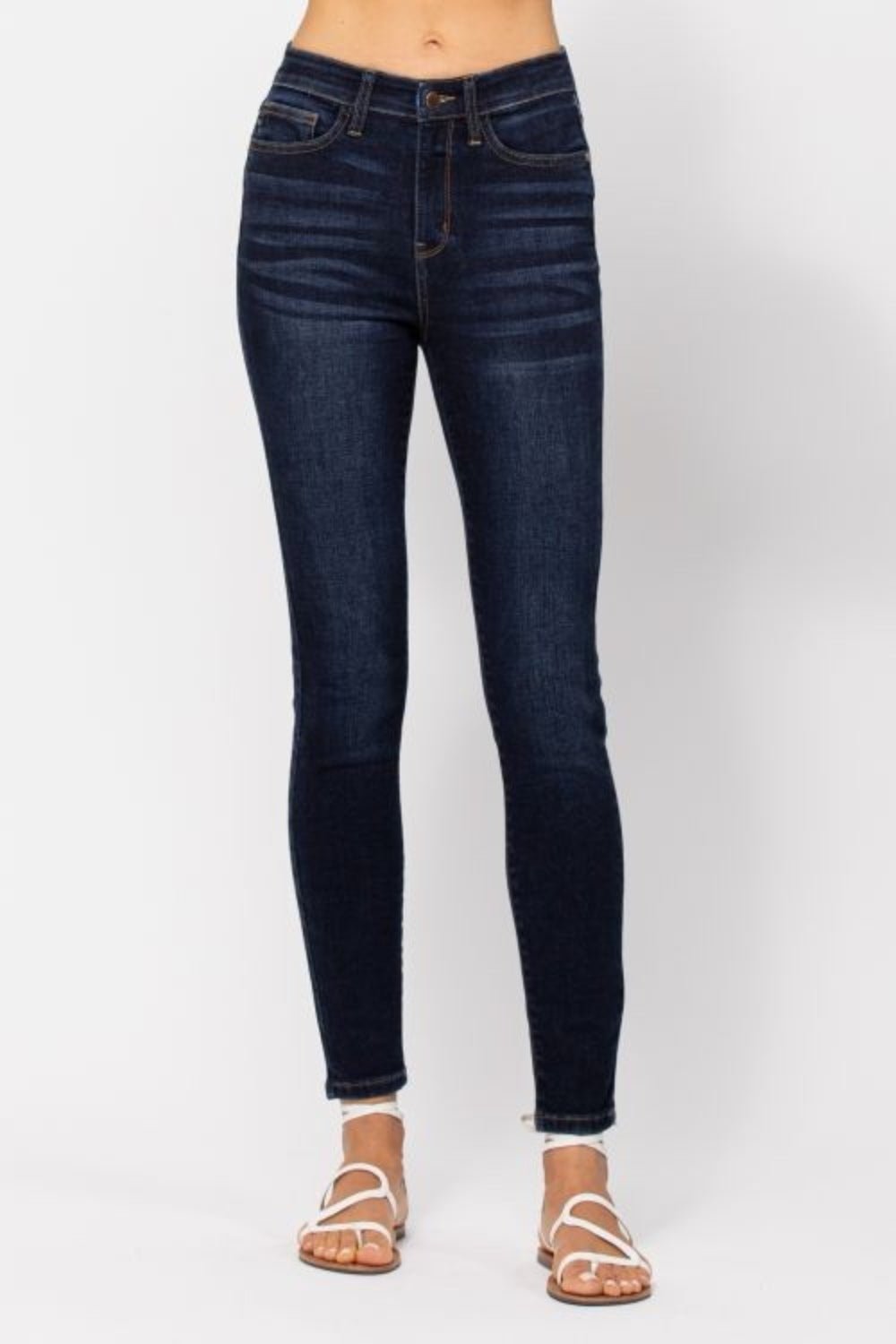 Judy Blue Full Size High Waist Handsand Skinny Jeans - Jeans - Dark - Bella Bourget