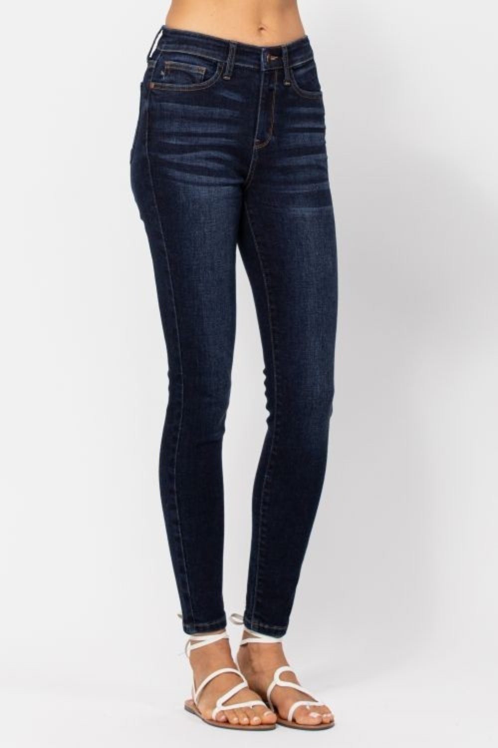 Judy Blue Full Size High Waist Handsand Skinny Jeans - Jeans - Dark - Bella Bourget