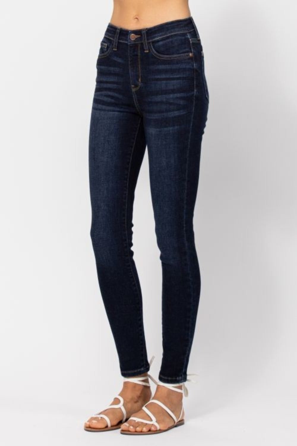 Judy Blue Full Size High Waist Handsand Skinny Jeans - Jeans - Dark - Bella Bourget