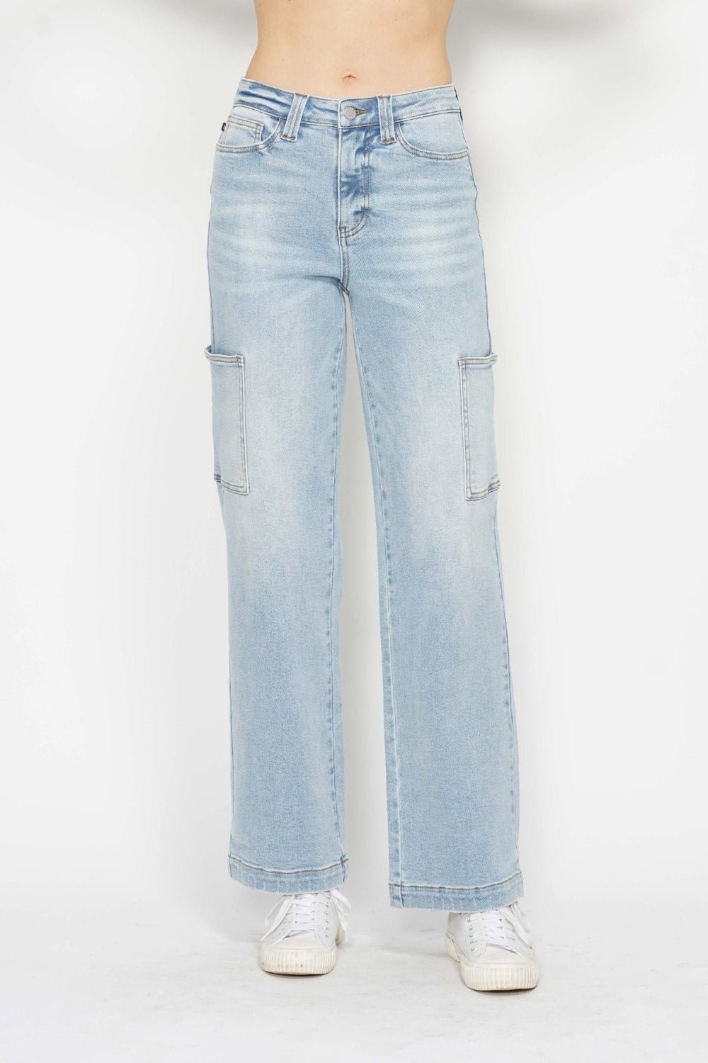 Judy Blue Full Size High Waist Straight Cargo Jeans - Jeans - Light - Bella Bourget