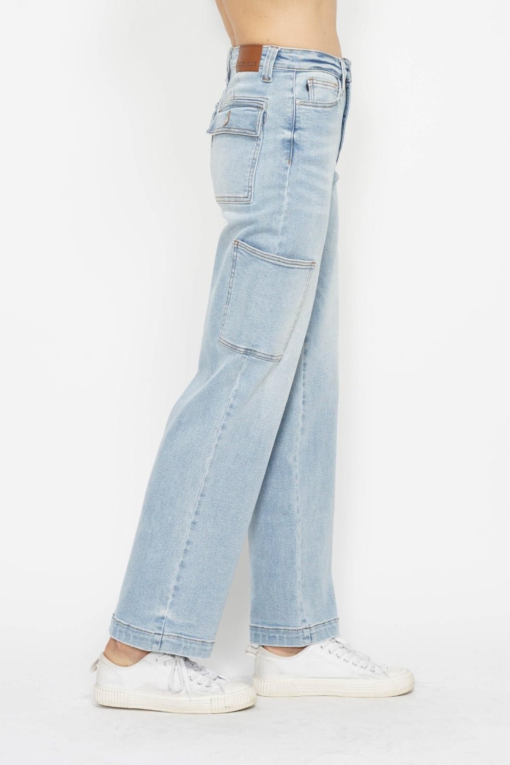 Judy Blue Full Size High Waist Straight Cargo Jeans - Jeans - Light - Bella Bourget