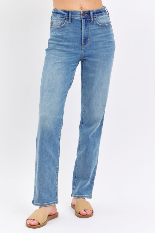 Judy Blue Full Size High Waist Straight Jeans - Jeans - Medium - Bella Bourget