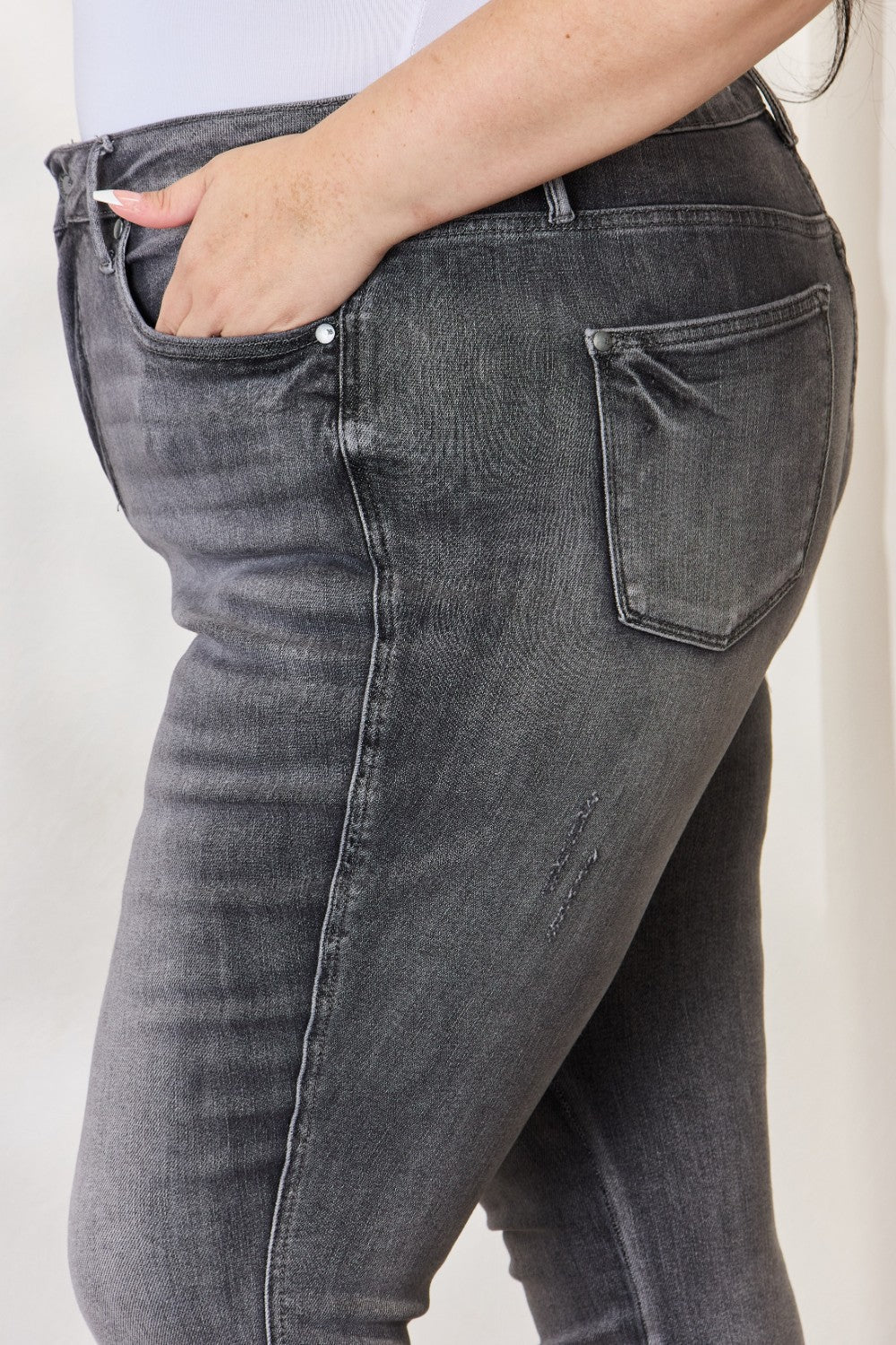 Judy Blue Full Size High Waist Tummy Control Release Hem Skinny Jeans - Jeans - GREY - Bella Bourget