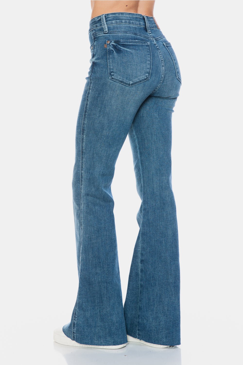 Judy Blue Full Size Tummy Control Cut Hem Flare Jeans - Jeans - Medium - Bella Bourget