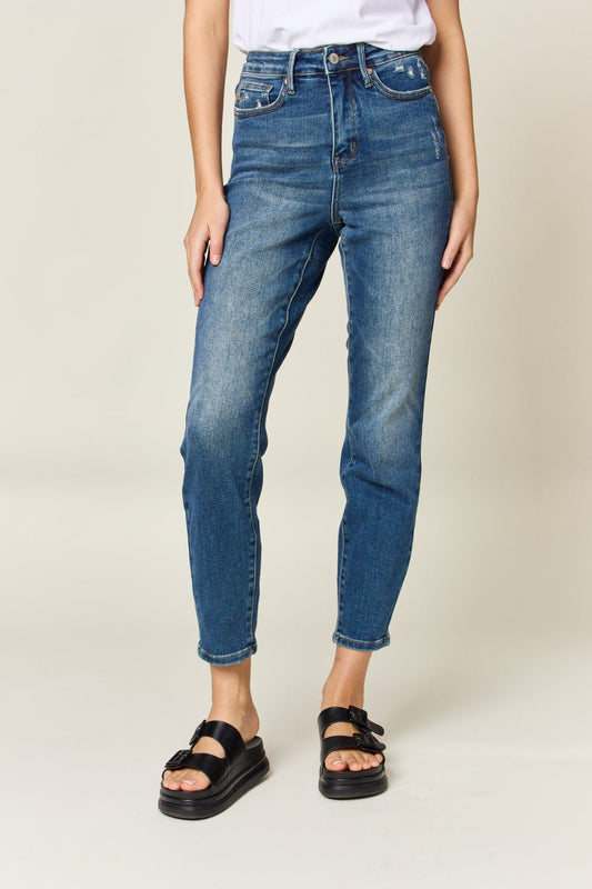 Judy Blue Full Size Tummy Control High Waist Slim Jeans - jeans - Dark - Bella Bourget