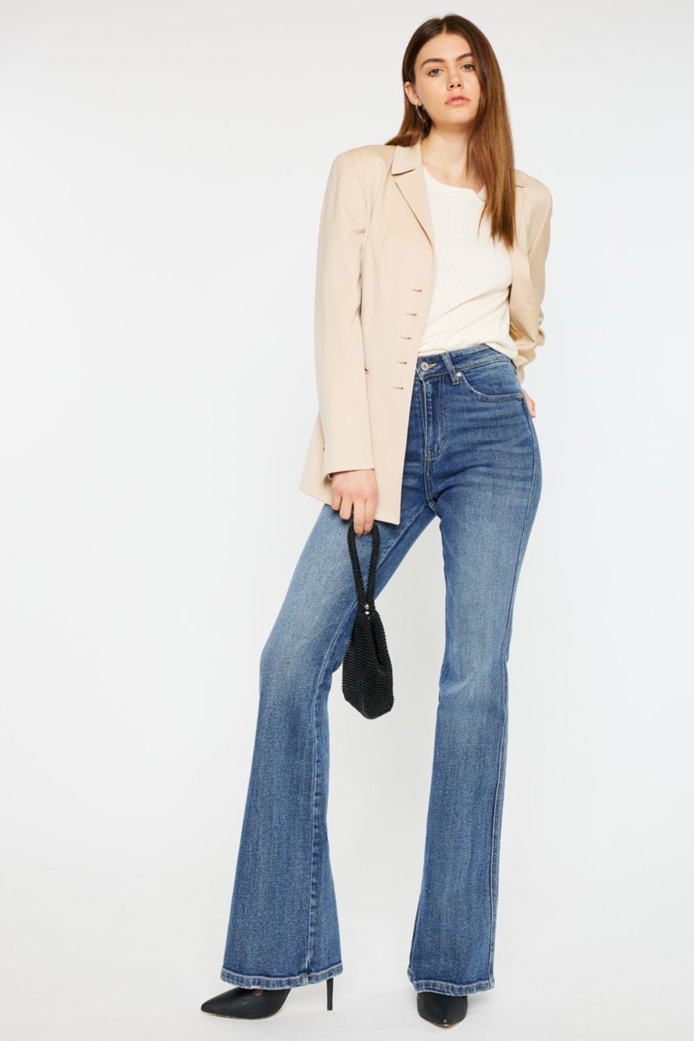 Kancan Cat's Whiskers High Waist Flare Jeans - jeans - MED - Bella Bourget