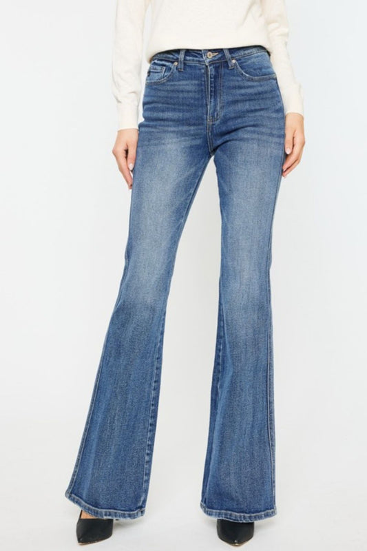 Kancan Cat's Whiskers High Waist Flare Jeans - jeans - MED - Bella Bourget