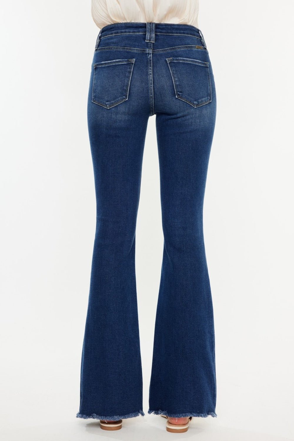 Kancan Cat's Whiskers Raw Hem Flare Jeans - jeans - DARK - Bella Bourget