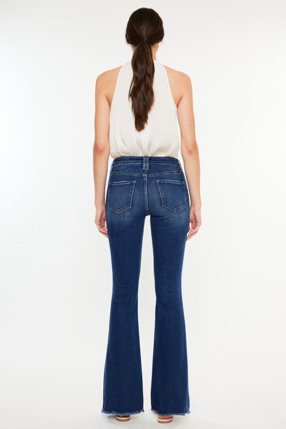 Kancan Cat's Whiskers Raw Hem Flare Jeans - jeans - DARK - Bella Bourget