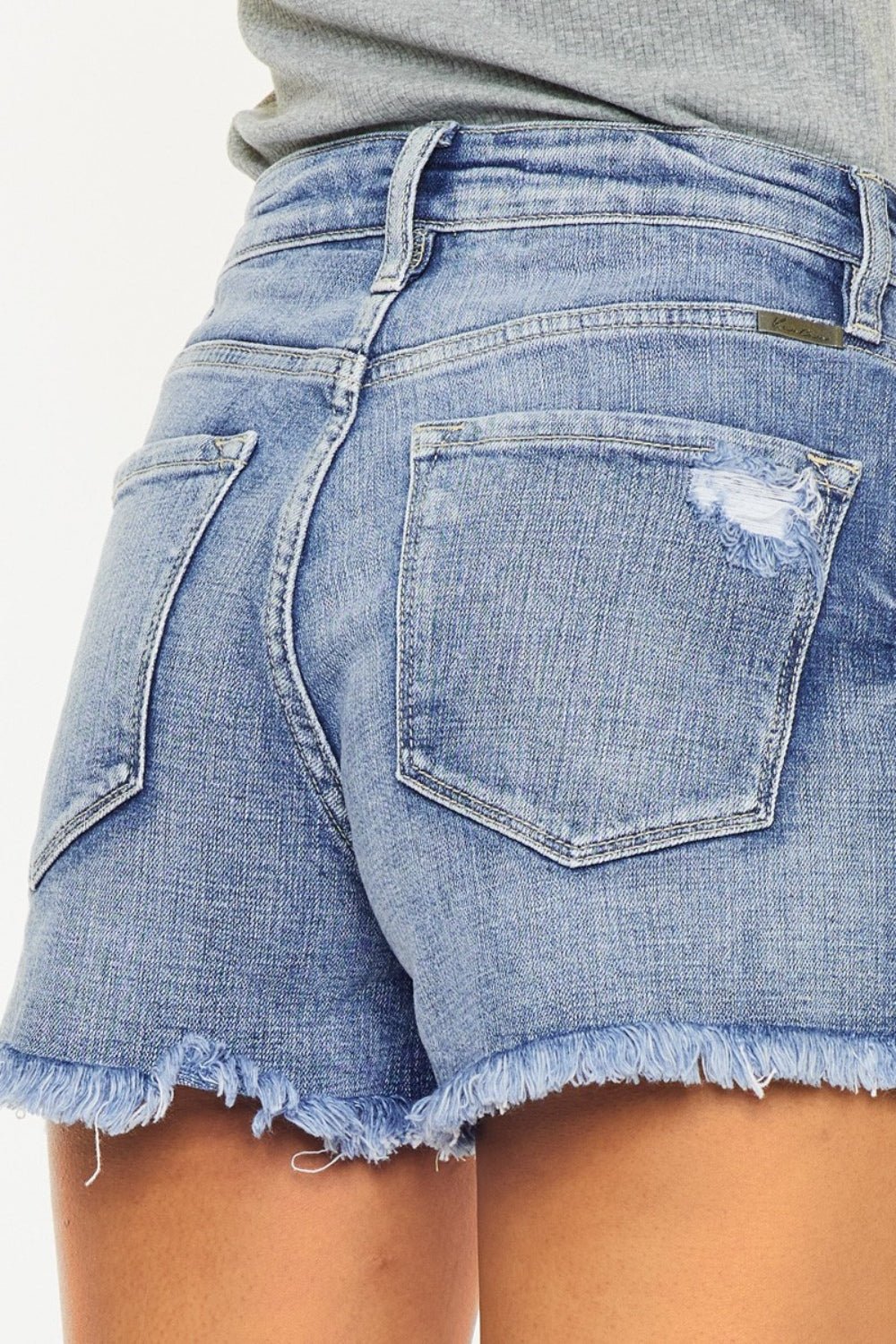 Kancan Distressed Raw Hem Denim Shorts - Shorts - MED - Bella Bourget