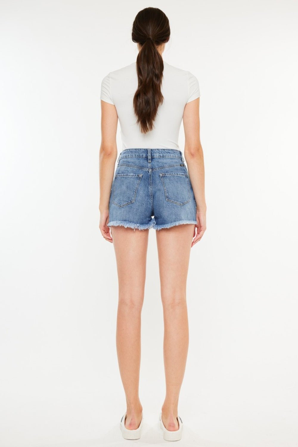 Kancan Distressed Raw Hem High Waist Denim Shorts - Shorts - MED - Bella Bourget