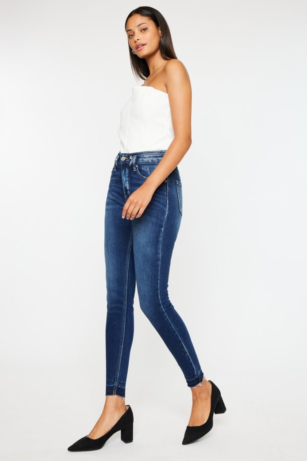 Kancan Full Size High Rise Ankle Skinny Jeans - Jeans - Dark - Bella Bourget