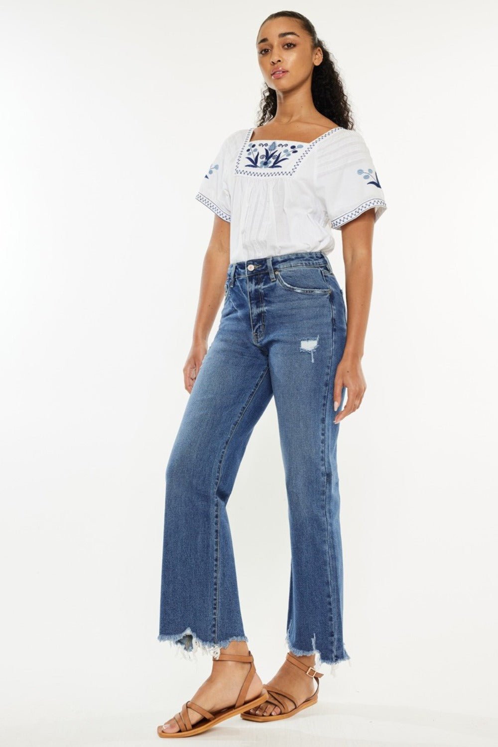 Kancan Full Size High Rise Slim Wide Leg Jeans - Jeans - Medium - Bella Bourget