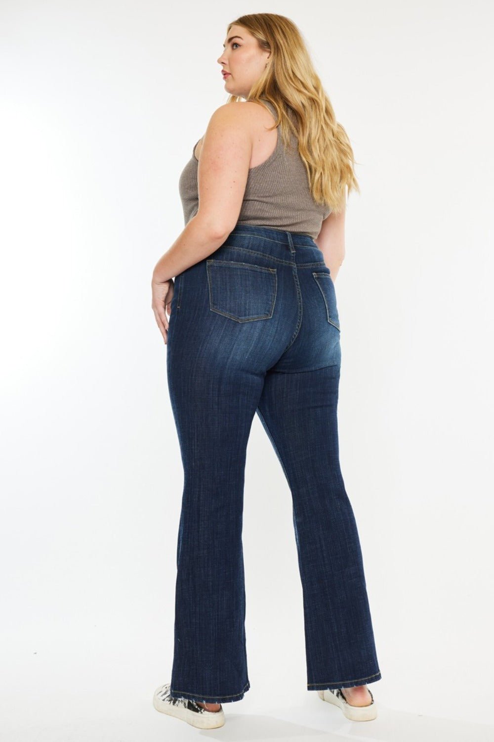 Kancan Full Size Mid Rise Flare Jeans - Jeans - Dark - Bella Bourget