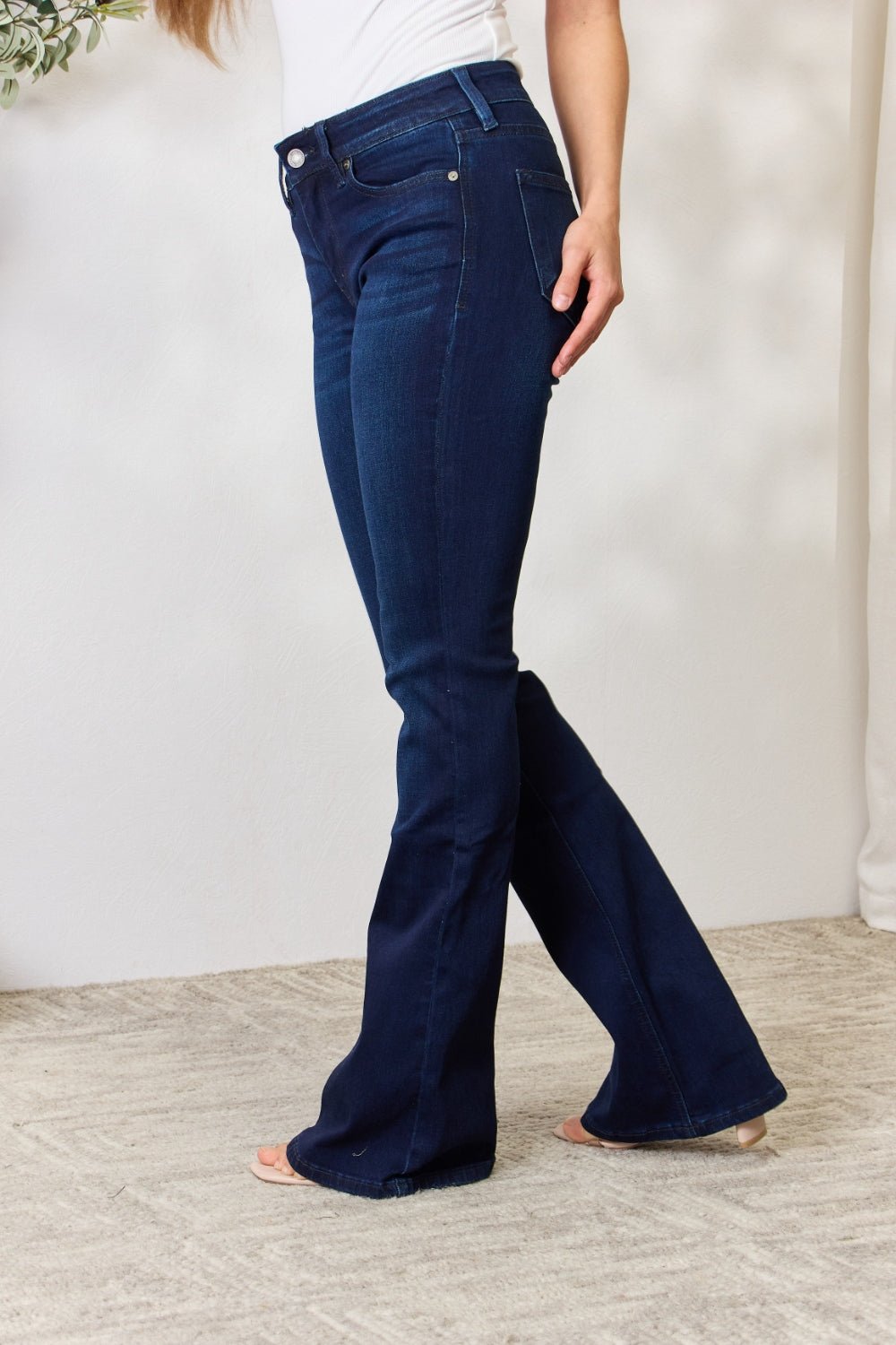 Kancan Full Size Mid Rise Flare Jeans - Jeans - Dark - Bella Bourget