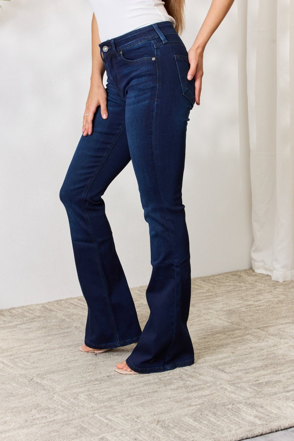 Kancan Full Size Mid Rise Flare Jeans - Jeans - Dark - Bella Bourget