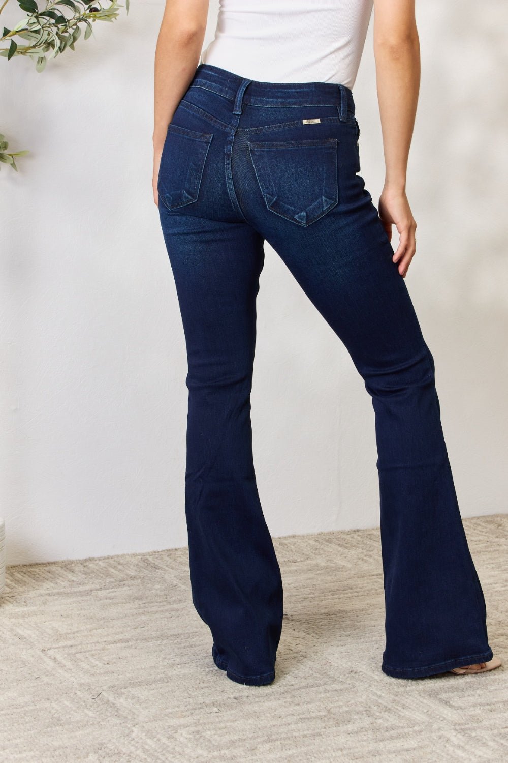 Kancan Full Size Mid Rise Flare Jeans - Jeans - Dark - Bella Bourget