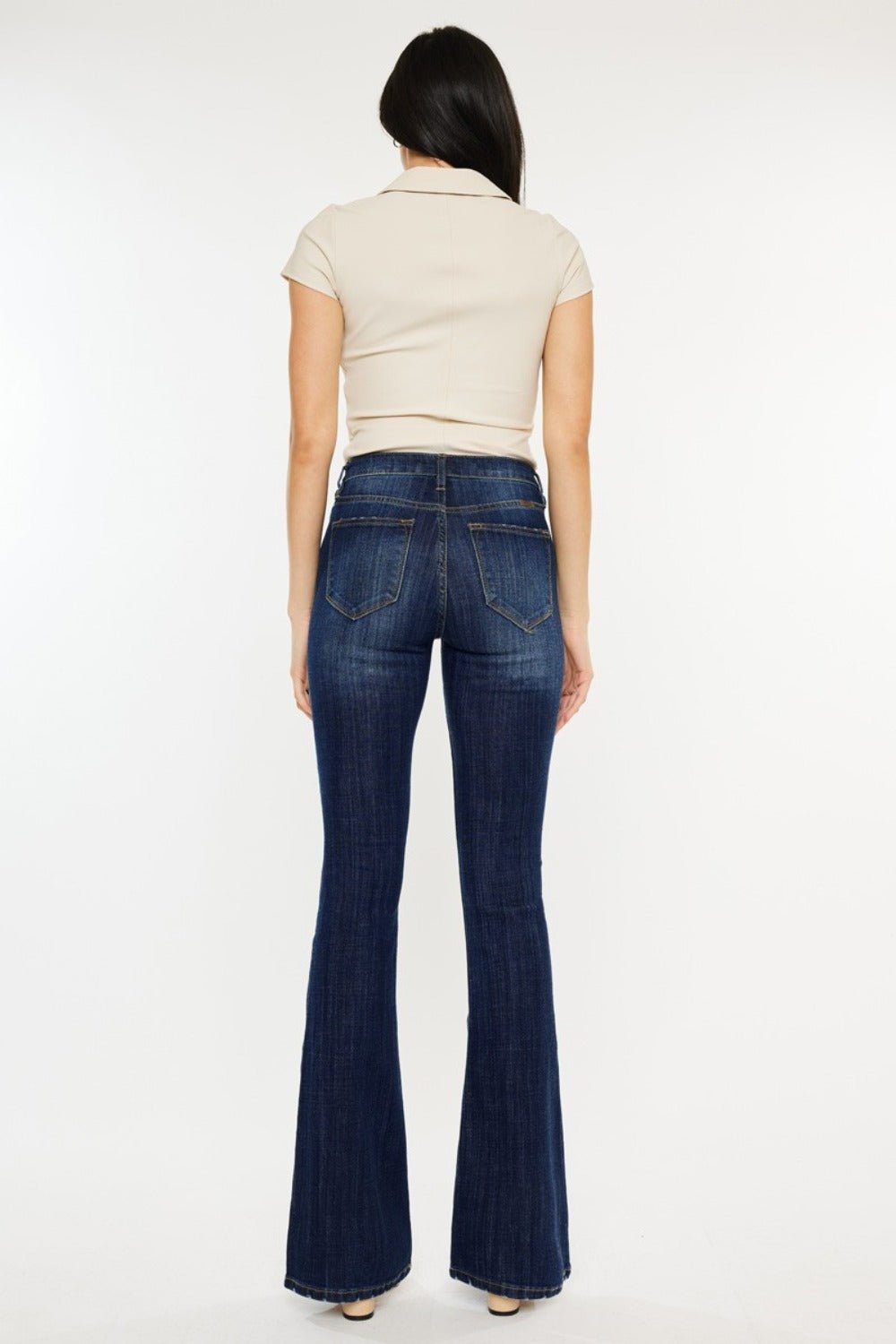 Kancan Full Size Mid Rise Slim Flare Jeans - Jeans - Dark - Bella Bourget