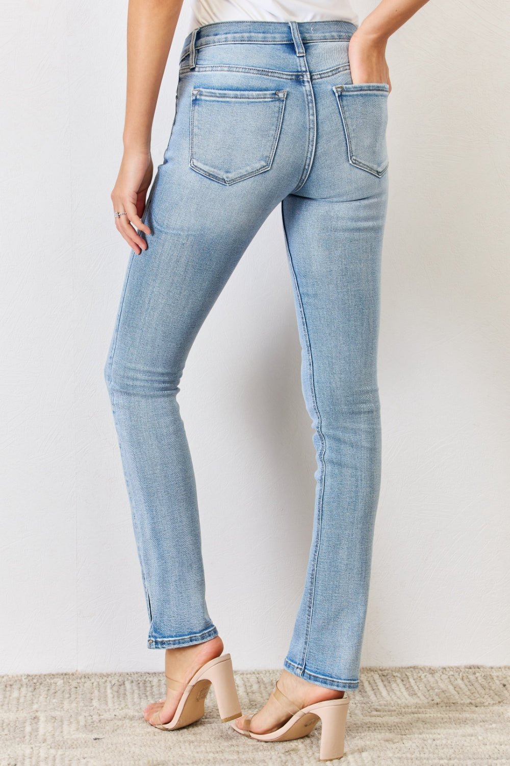 Kancan Full Size Mid Rise Y2K Slit Bootcut Jeans - Jeans - Medium - Bella Bourget