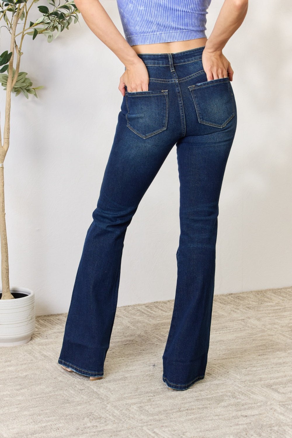 Kancan Full Size Slim Bootcut Jeans - Jeans - Dark - Bella Bourget