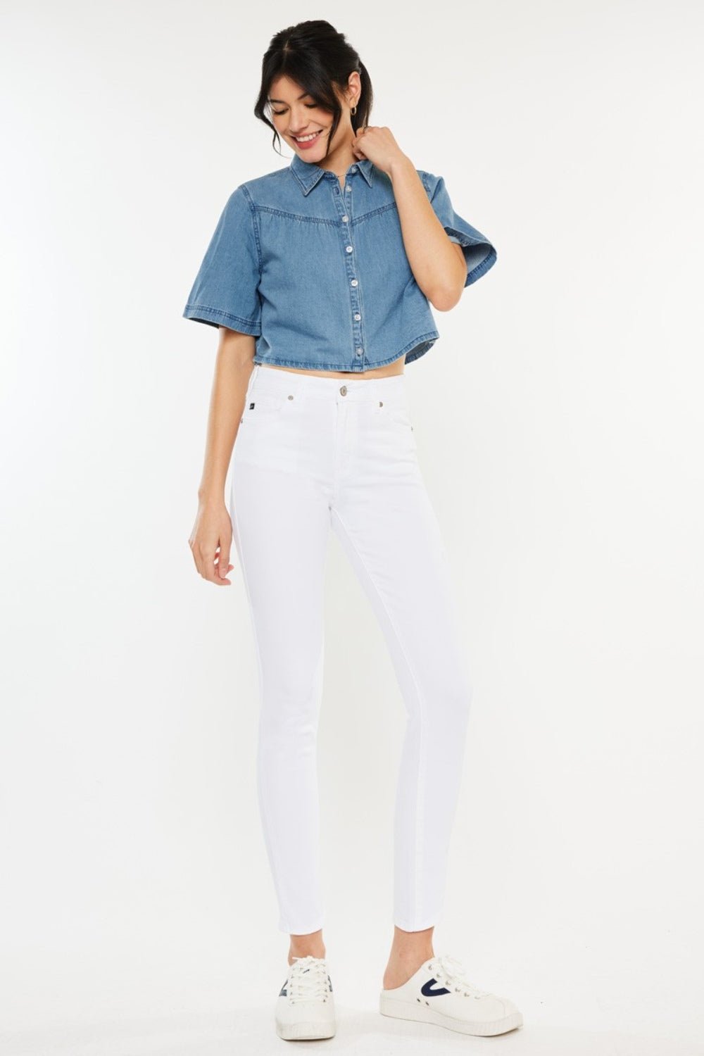 Kancan High Rise Ankle Skinny Jeans - jeans - White - Bella Bourget