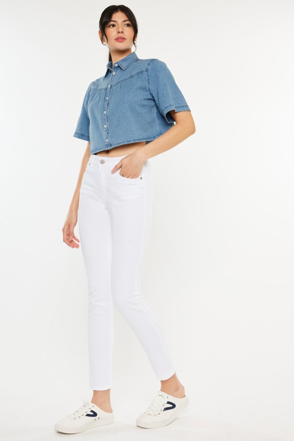 Kancan High Rise Ankle Skinny Jeans - jeans - White - Bella Bourget