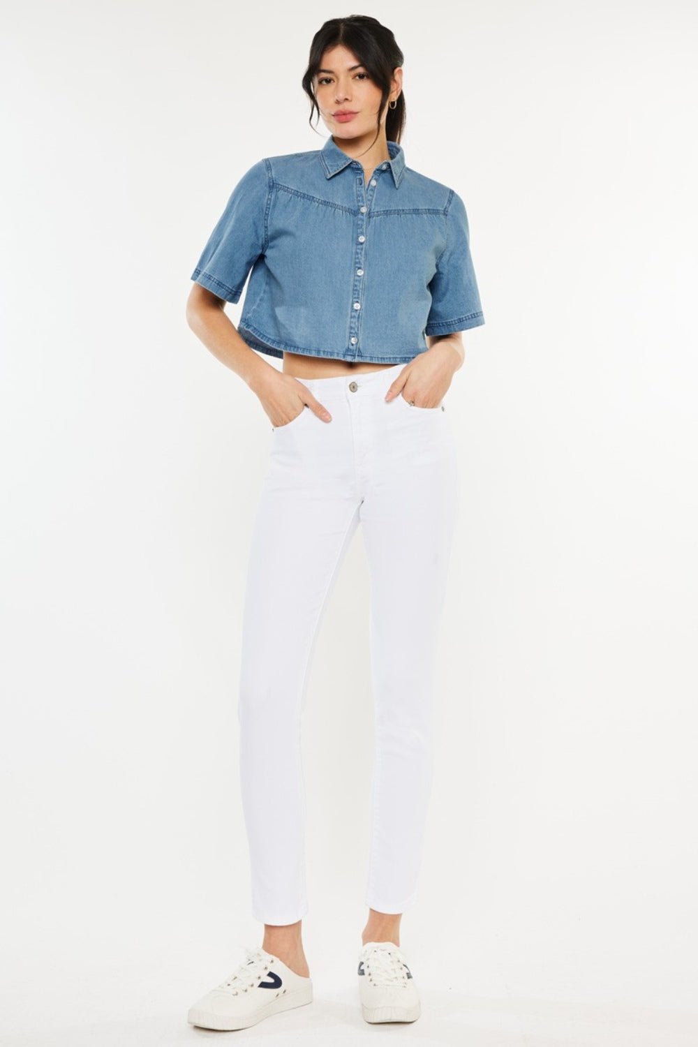 Kancan High Rise Ankle Skinny Jeans - jeans - White - Bella Bourget