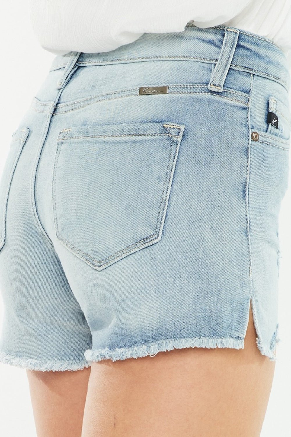 Kancan High Rise Side Slit Denim Shorts - Shorts - Medium - Bella Bourget