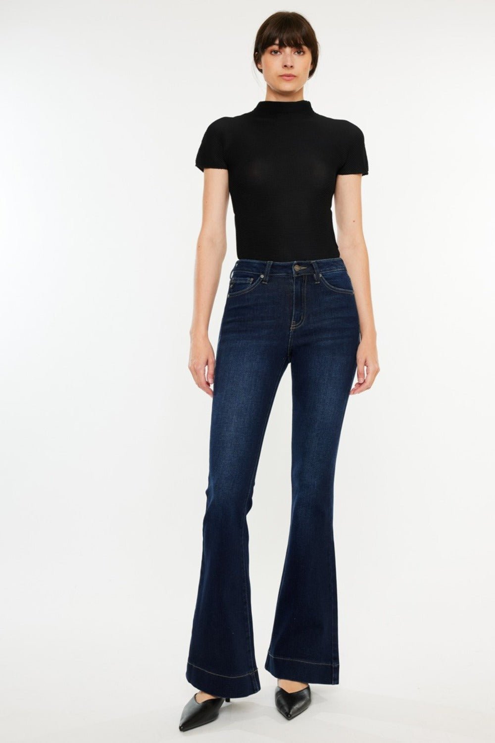 Kancan High Rise Slim Flare Jeans - Jeans - Dark - Bella Bourget