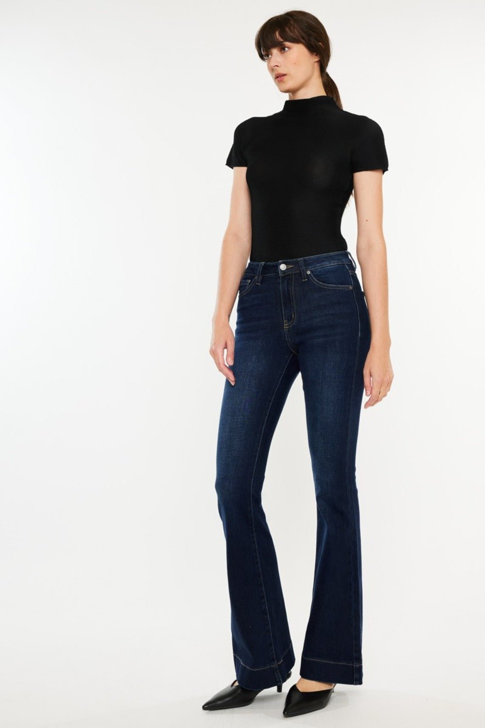 Kancan High Rise Slim Flare Jeans - Jeans - Dark - Bella Bourget